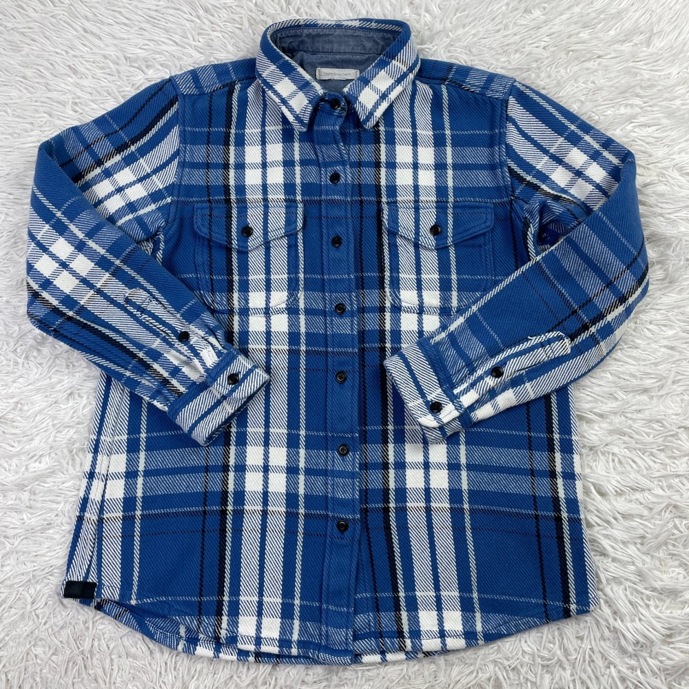 Outerknown Shirt Mens Extra Small Blue Plaid Blanket Button Up Pocket Soft XS
